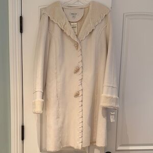 Winter White Faux Suede Coat